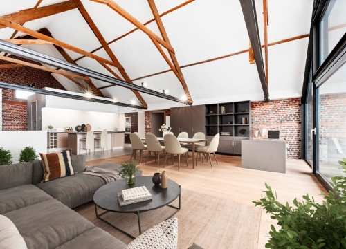 Unieke & instapklare loft met 2 slaapkamers, 2 terrassen, garage & parkeerplaats te Ardooie!
